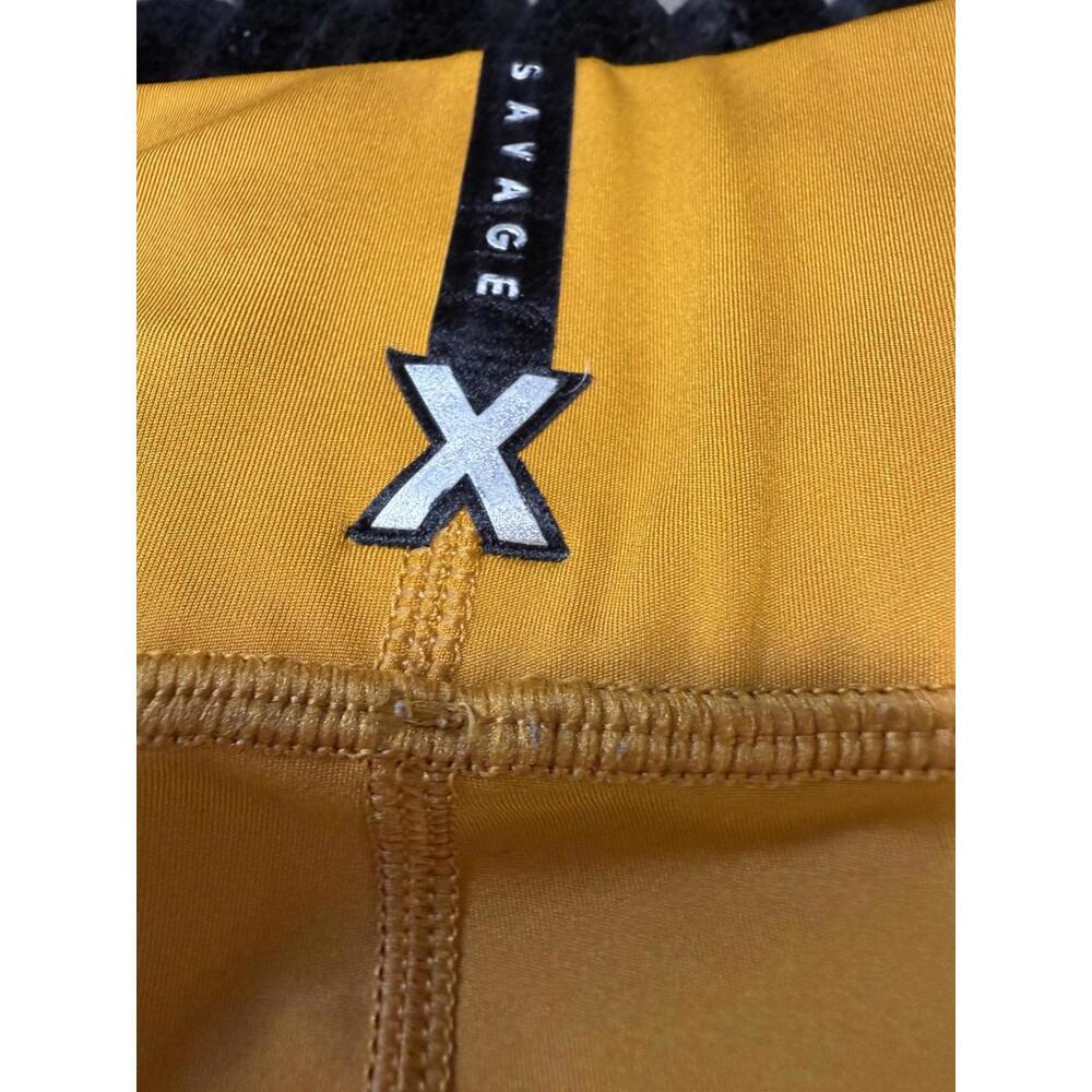 Savage X Fenty Sport Leggings 1X Mustard Yellow with Orange Stripe High Rise